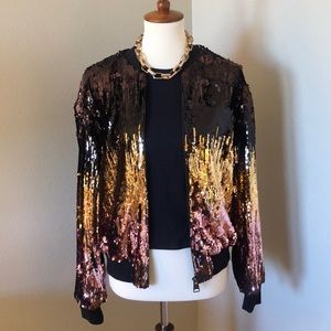 Topshop Sequin Bomber Jacket